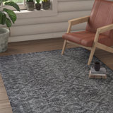 Tapis décoratif gris en coton tissé à la main Nichol abstract