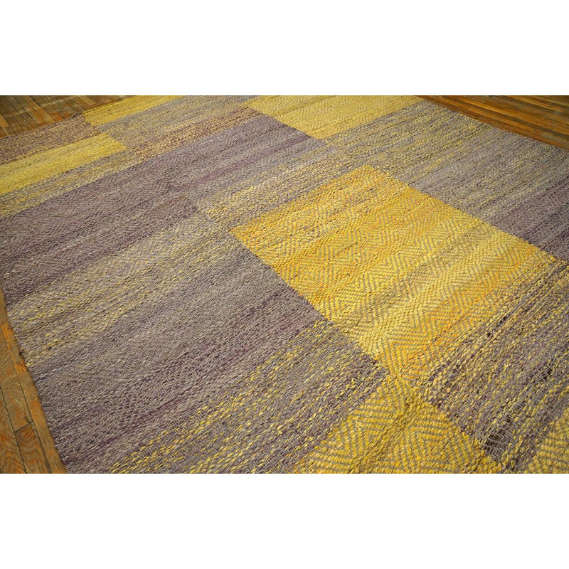 Contemporary Shaker Style Flat-Weave Rug — Gray & Yellow Combination 8'9" x 12'0"