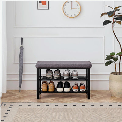 Banc à chaussures, banc de rangement, banc d'entrée avec coussin, étagère à chaussures avec siège