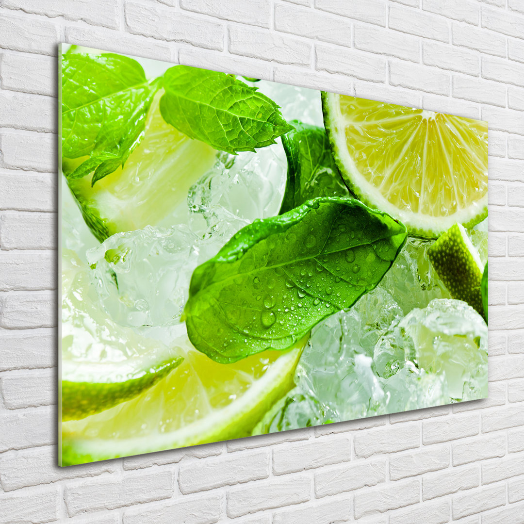 Glasbild Limette mit Eis