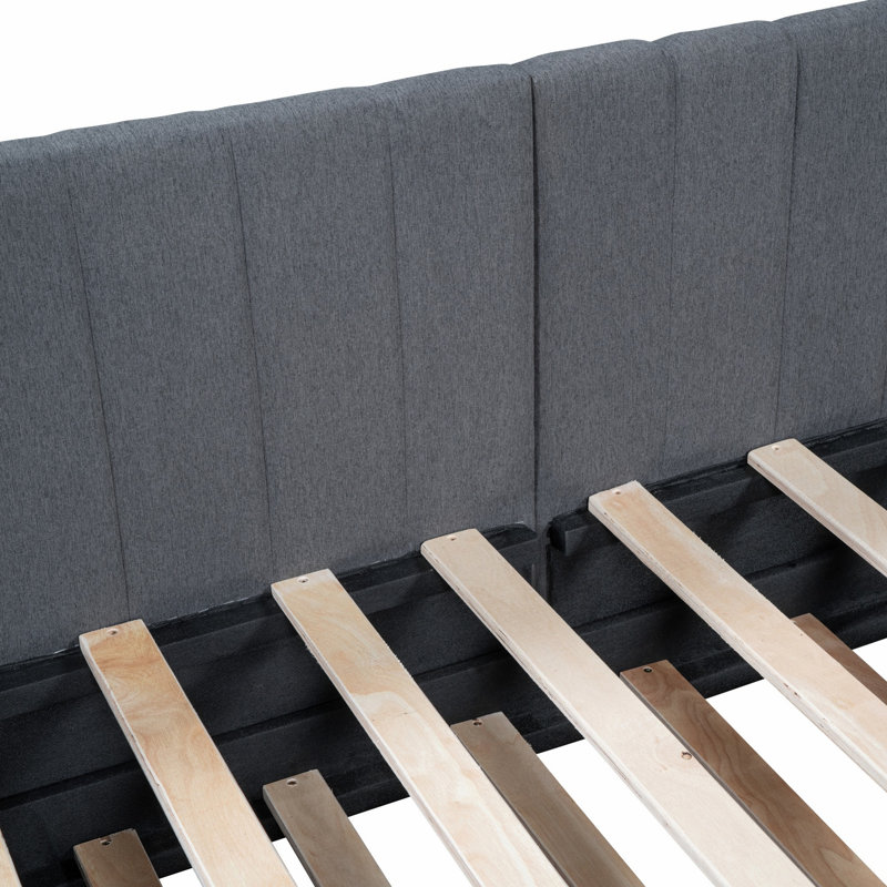 Upholstered Daybed, Bed Frame With Trundle, Gray, Twin