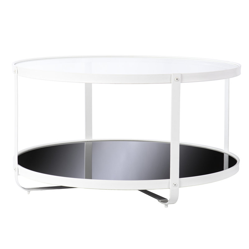 Table basse - Plateau en verre et tablette inférieure pour plus de durabilité