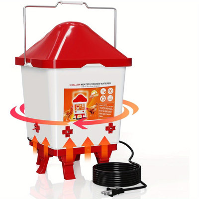 Heated Chicken Waterer 5 Gallon with 6 Legs and 4 Horizontal Nipples Heated Poultry Waterer Large Hanging Chicken Water Feeder All-Season Poultry Water Feeder for Chickens Ducks Goose Turkey