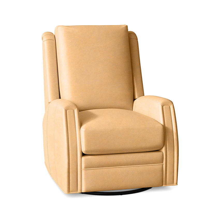 Lockhart Recliner, Swivel Glider with Manual Recline & Inside Release, No Nailhead, Alpine Dark Grey Genuine Leather