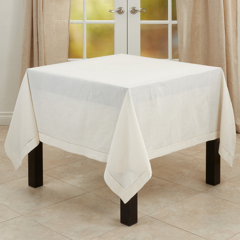 Gelder Hemstitched Tablecloth, 72" L x 72" W, Ecru