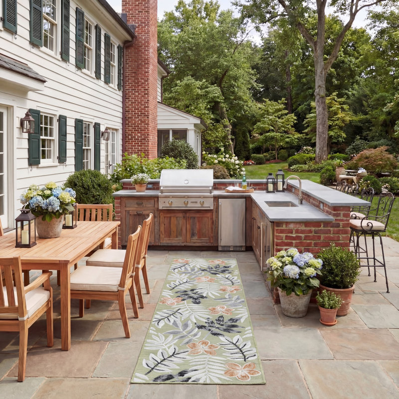Cabana 405 Floral Indoor/Outdoor Area Rug, Runner 2' x 8'