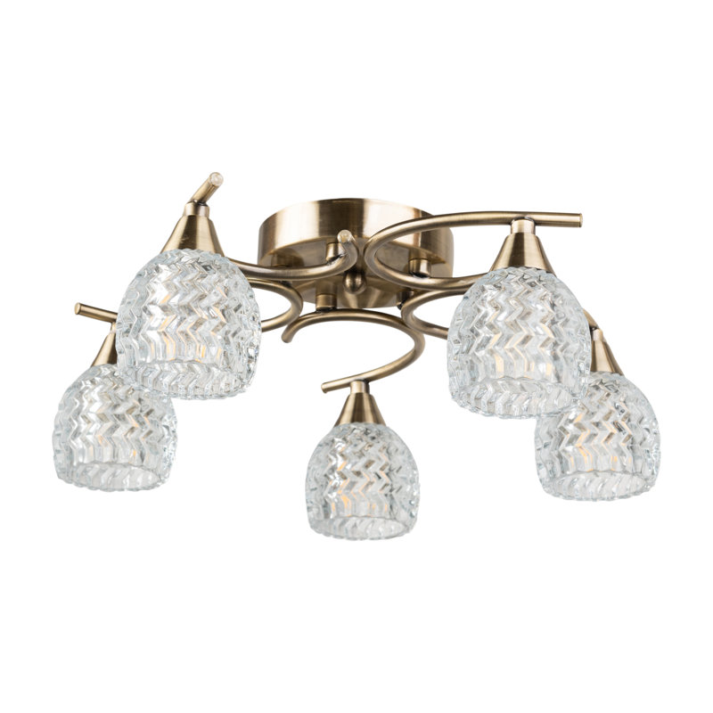Trang 5-Light 40cm Antique Brass Semi Flush Mount Ceiling Light for Low ceilings