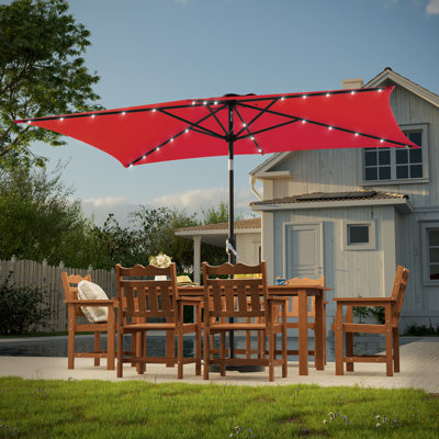 Parasol de table rectangulaire pour terrasse avec lumières solaires 10 pi x 6,5 pi DEL
