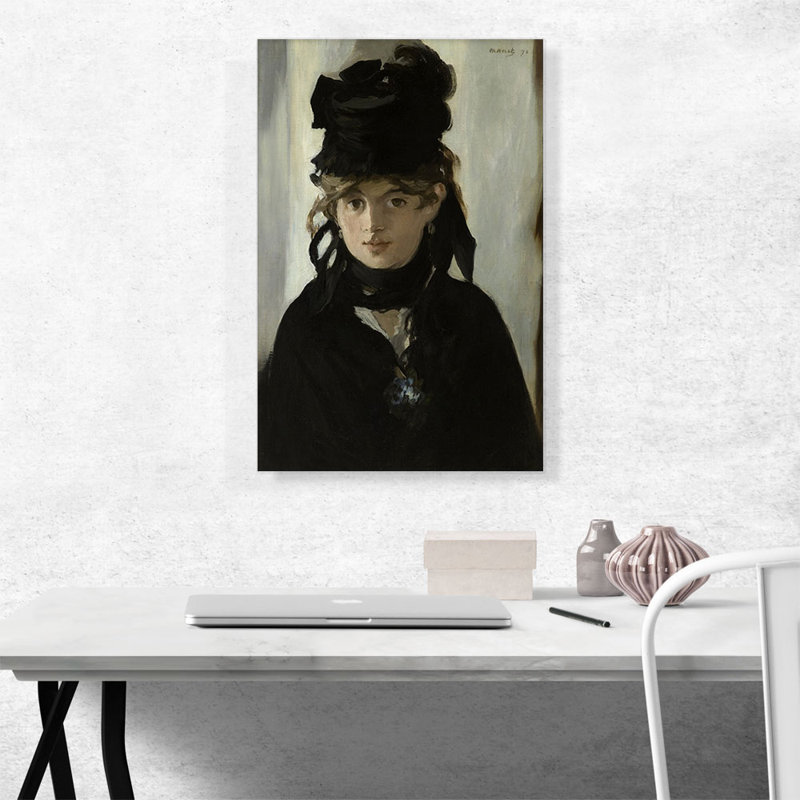 «Berthe Morisot with a Bouquet of Violets 1872» par Edward Manet, reproduction d'art sur toile tendue