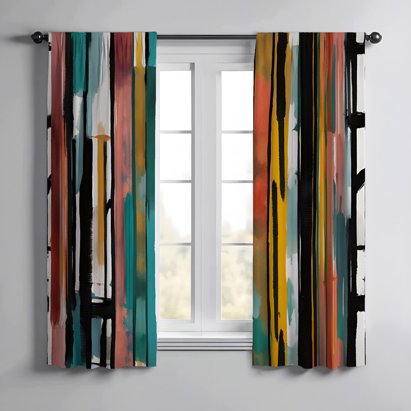 Paire de rideaux semi-transparents en polyester Emelen, L 40 po x L 61 po