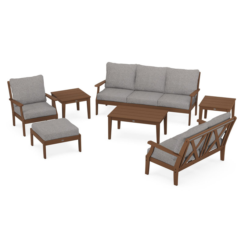 Braxton 7-Piece Deep Seating Set, Grey Mist, Teak