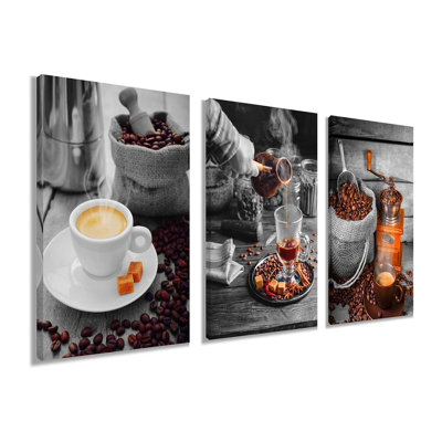 Coffee Bean Coffee Cup Wall Decor - Kitchen Pictures - Canvas Wall Art - Framed Posters - Dining Room Décor
