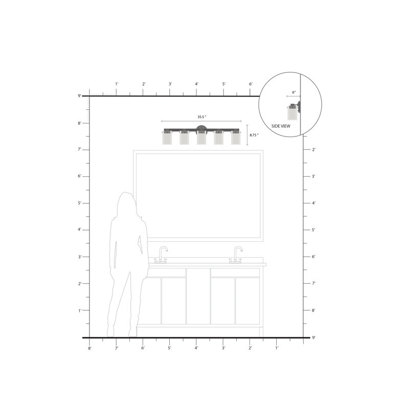 Edene 5 - Light Dimmable Vanity Light, Brushed Nickel