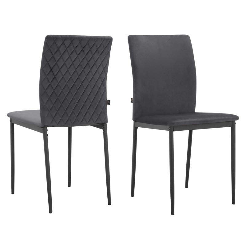 48cm H Velvet Upholstered Metal Armchair, Grey