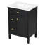 Ensemble de meuble-lavabo autoportant 24 po moderne avec comptoir en céramique espacé de 8 po, plateau inclinable en angle ouvert sur une porte asymétrique et un tiroir à deux tiroirs (disponible en vert et noir)-129410107