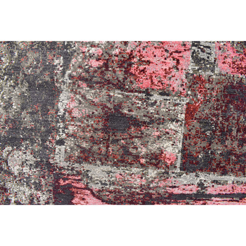 Hand Knotted Area Rug in Gray/Brown/Pink/Ivory, Rectangle 8' x 10'