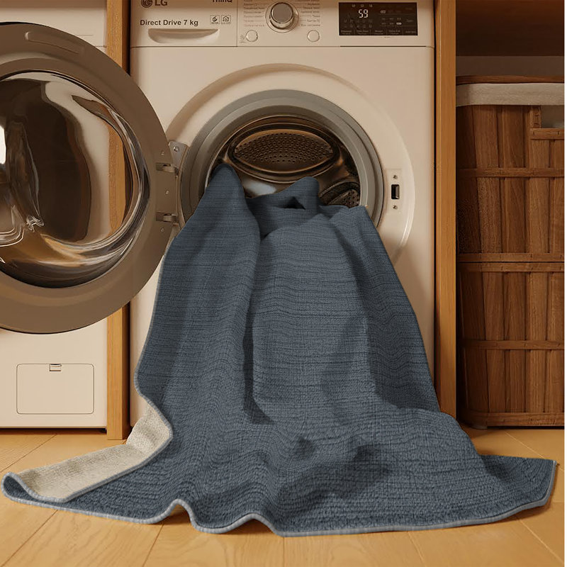 Machine Washable Solid Gray Area Rug, Square 5'