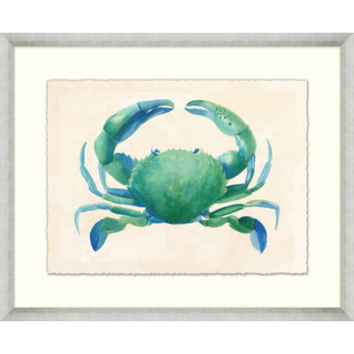 Crabe bleu moderne 2 - Peinture encadrée sur papier