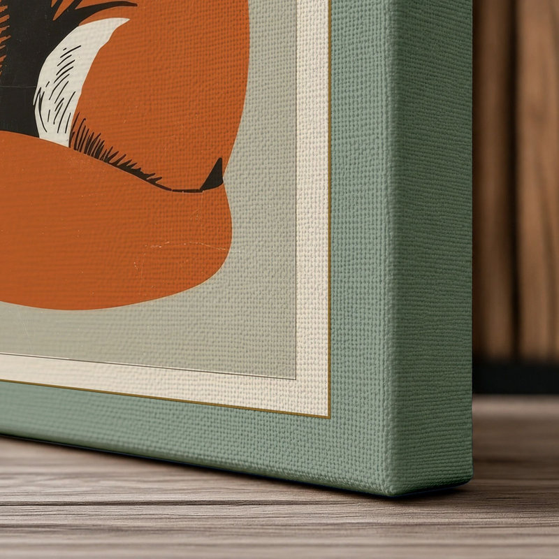 Dignified Fox Modern - Wrapped Canvas, 36x24 - 91.4 x 61.0 cm, Sage Border
