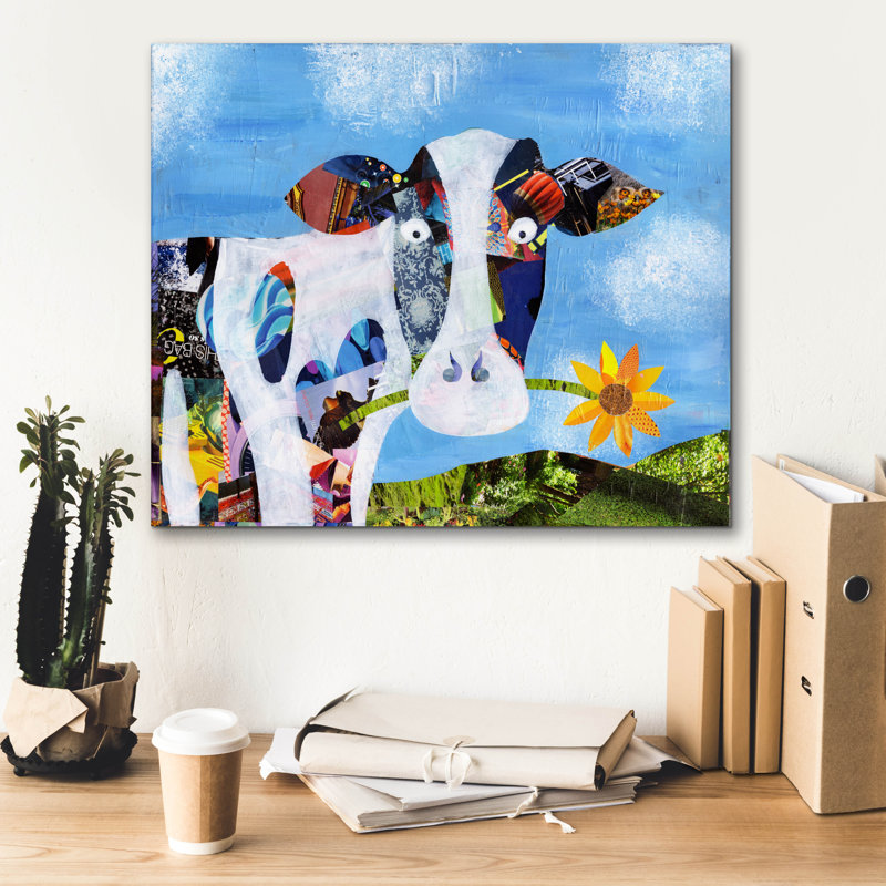 «Cow» par Artpoptart, art mural sur toile, H 20 po x l 24 po x P 0,75 po