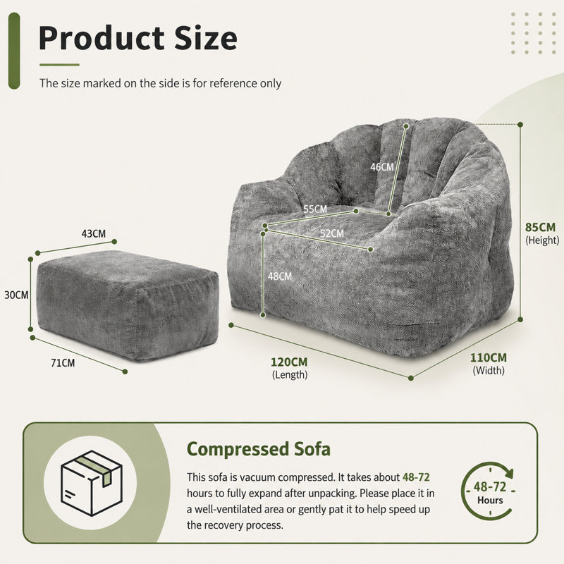 Bean Bag Chair, Gray