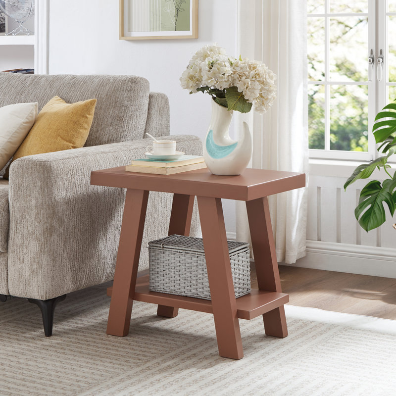 Table de bout avec rangement Angeleca, H 23 po x l 24 po x P 22 po, Gris / noyer en double