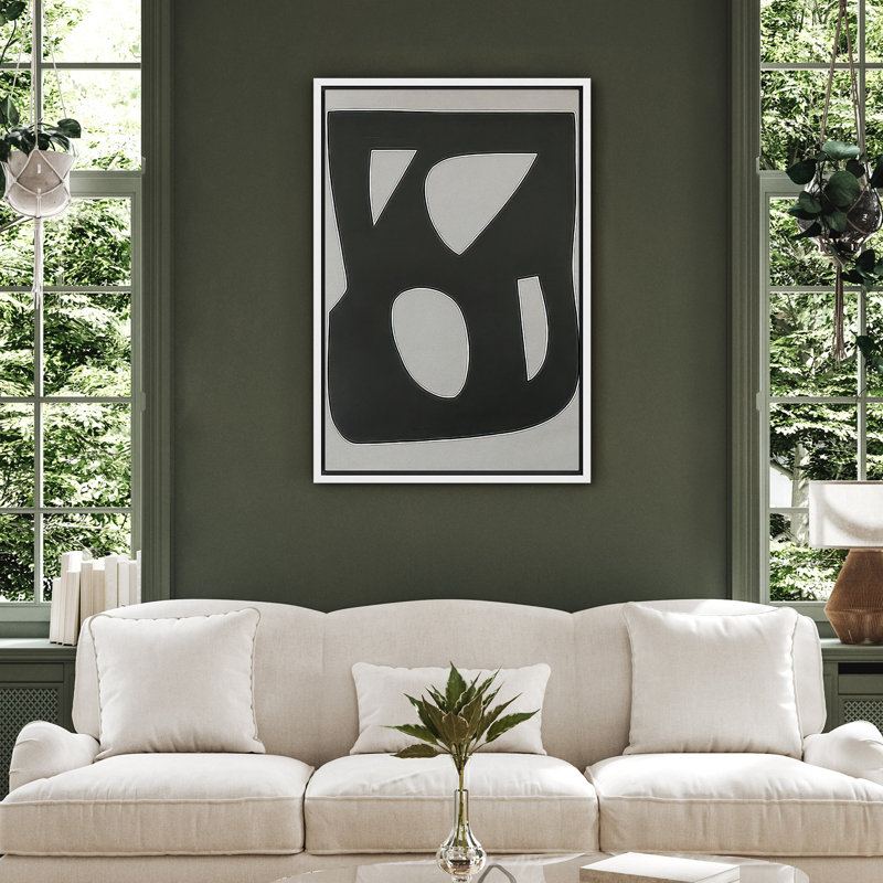 Abstrait géométrique sur toile encadrée - blocs de couleur noire, impression d'art moderne minimaliste pour le salon, la chambre à coucher ou le bureau