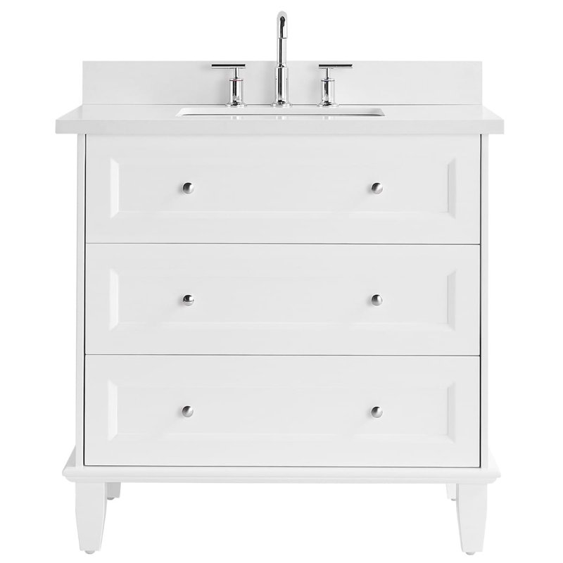 Nora 36" Freestanding Standard Single Bathroom Vanity with Top, White