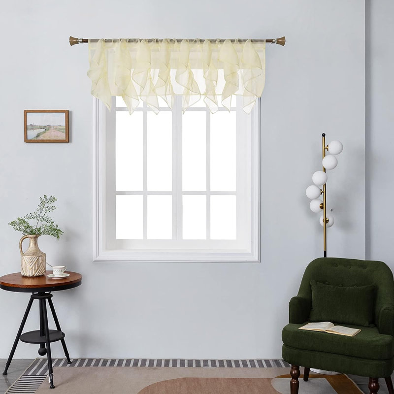 Jerryn Ruffled Window Valance, Beige