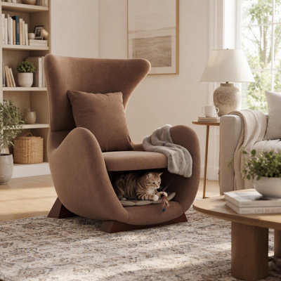 Chaise d'appoint moderne en polyester avec espace pour animaux / rangement - capacité de 330 lb, chaise longue de salon, design élégant et durable