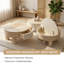 Table basse ronde avec surface rabattable et compartiment de rangement dissimulé, convenant aux salons