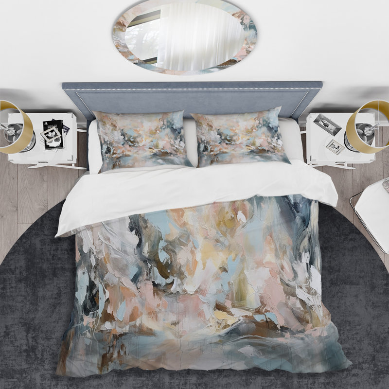 Ensemble de housse de couette en microfibre / polyester Delicate Brushstrokes Abstract Paint IV