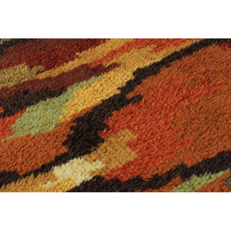 Vintage Swedish Rya Rug, Colorful Scandinavian Abstract Patterns - Rug & Kilim