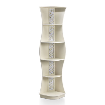 Monasia 73.3"H 5-Tier Corner Bookcase With LED Lights