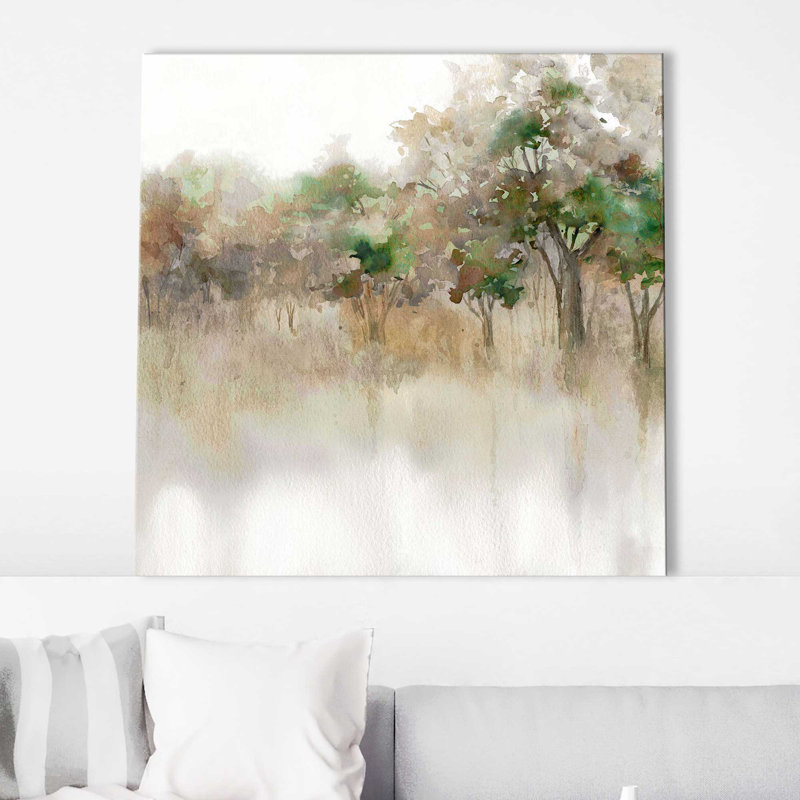 «Subtle Meadow Reflections» par Carol Robinson - Peinture, L 18 po x H 18 po, Toile tendue