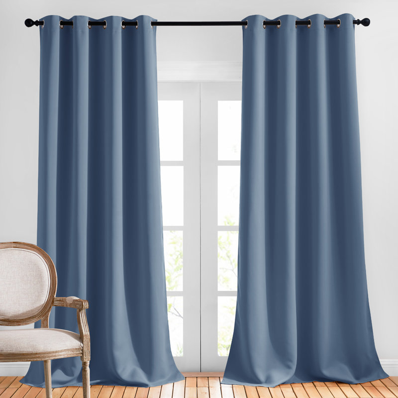 Bedroom Room Darkening Curtains Triple Weave Microfiber Grommet Top Thermal Insulated Solid Room Darkening Panels/Drapes for Living Room