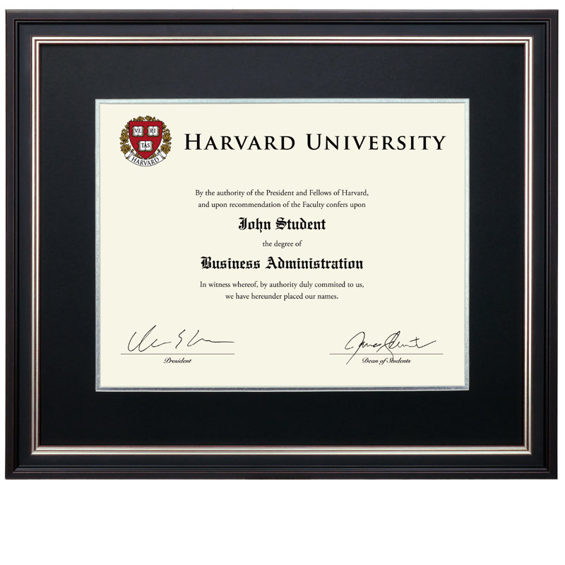 Excello Global Products 11" X 14" Document Frame With Double Mat, Black/SIlver/Red