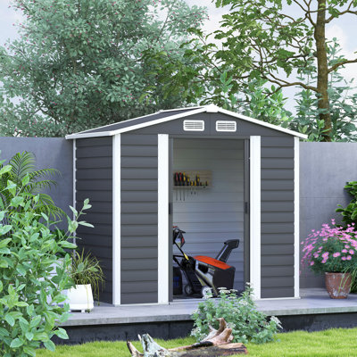 Garden 7 ft. W 4 ft. D Galvanised Steel Apex Storage Shed