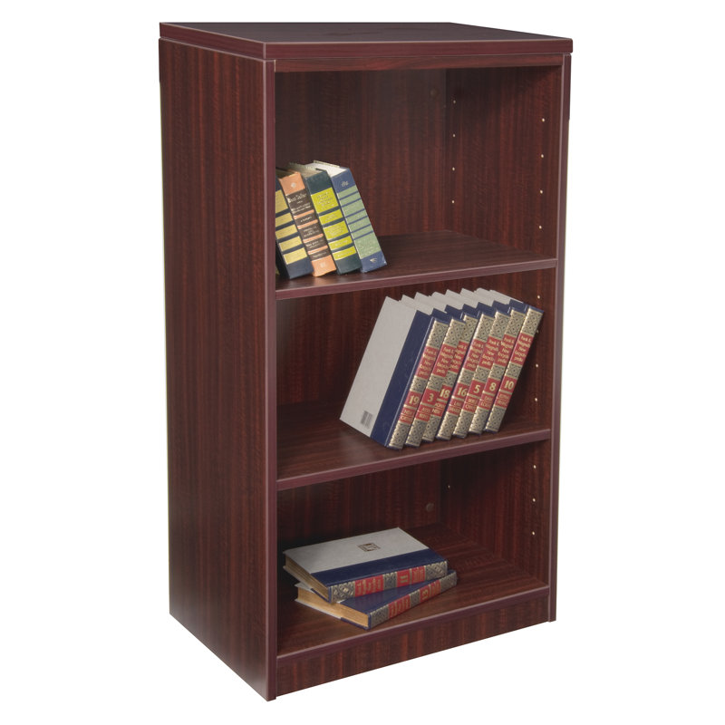 Nebih Reception Desk with Full Pedestal File Cabinet, Mahogany