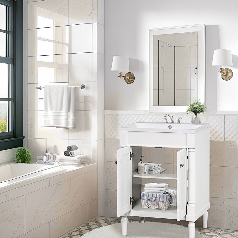 Meuble-lavabo de salle de bain avec lavabo supérieur, armoire de rangement moderne à 2 niveaux