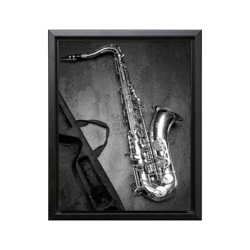 Photographie de saxophone, Black Framed, Canvas, 08"H x 10"W
