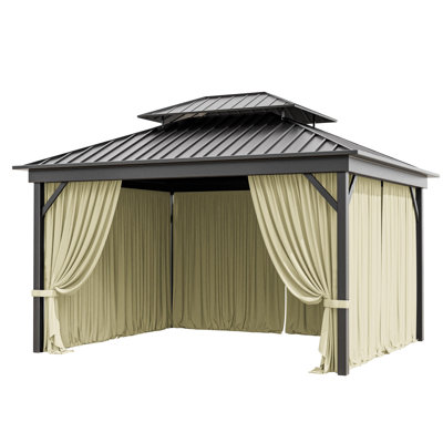 12X10 Ft. Outdoor Gazebo Curtains 4-Panels Polyester Side Wall For Gazebo, Only Curtains