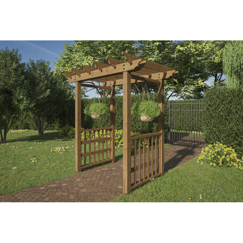 Springwood Golden Brown Cedar Wood Arbor with Flat Roof