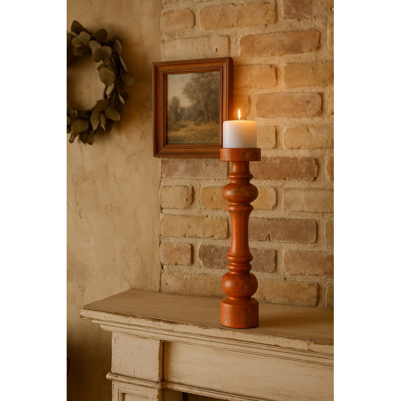Porte-bougie Baroque - petit - orange, H 9,3 po x l 3,5 po x P 3,5 po, Orange