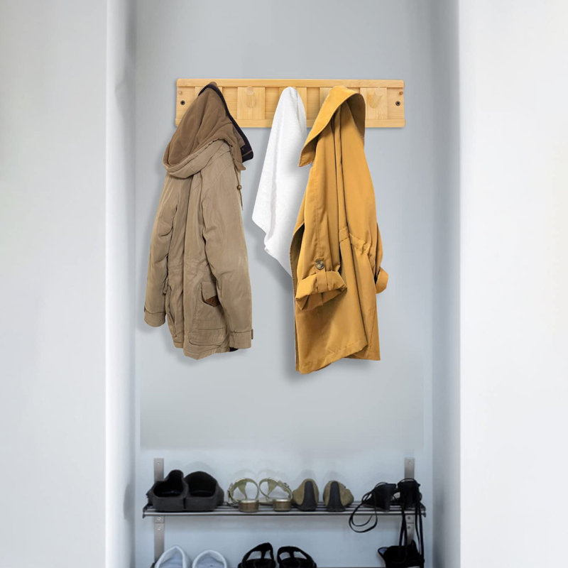 Solid Wood Wall 5 - Hook Wall Mounted Coat Rack
