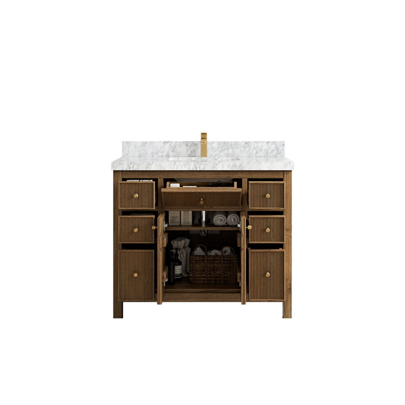 Ensemble de meuble-lavabo simple 42 po, Marbre de Carrare