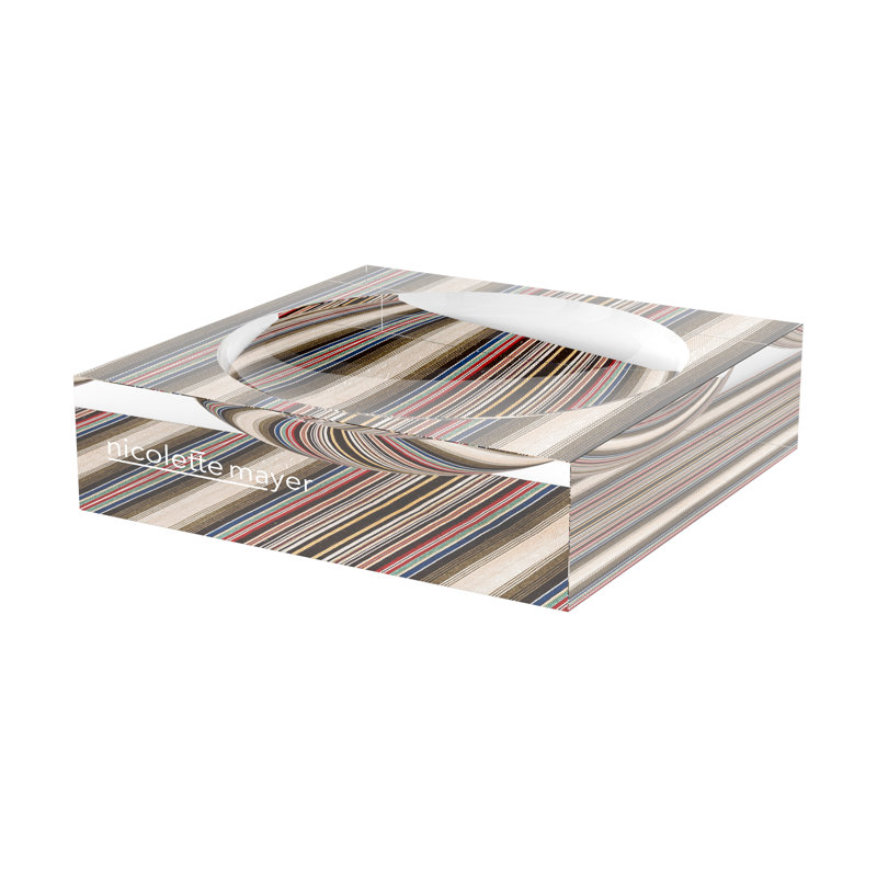 Square Striped Decorative Tray, 6"W x 6"D x 2"H