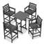 Ensemble de bar de terrasse 5 pièces noir, 1 table, 4 chaises-885139492