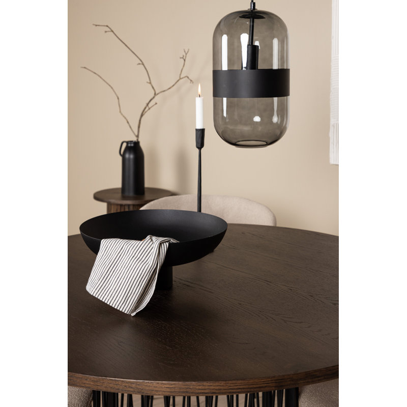 Huron 4 - Person Dining Set, Dark Grey, Dark Grey