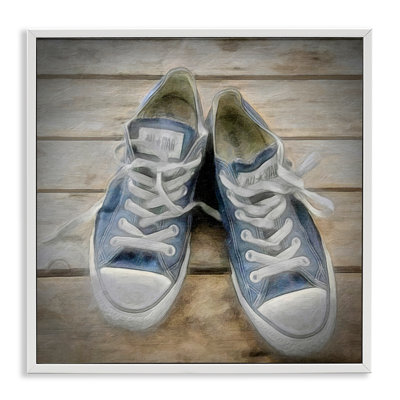 Denim Blue Classic Sneakers  Framed Giclee Art by Graffi*tee Studios